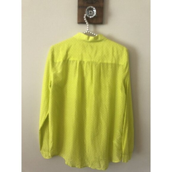 NWT LOFT Womens Size Small Green Polka Dot Blouse Silk Blend Long Sleeve - Picture 4 of 5